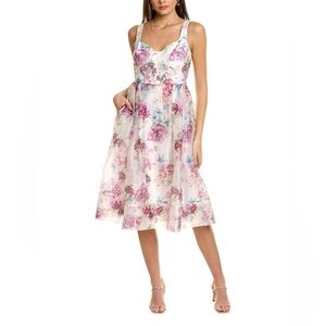 ML MONIQUE LHUILLIER Sleeveless Midi Dress,Size 2